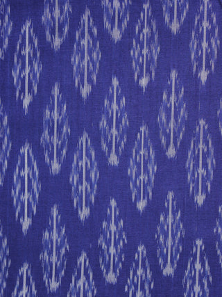 Purple White Pochampally Hand Weaved Ikat Mercerised Fabric Per Meter - F003F1296