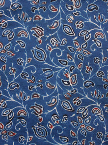 Indigo Ivory Rust Black Ajrakh Hand Block Printed Cotton Fabric Per Meter - F003F1659