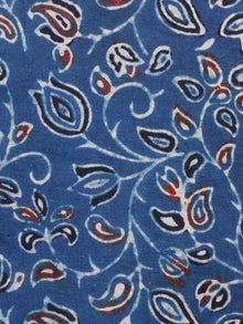 Indigo Ivory Rust Black Ajrakh Hand Block Printed Cotton Fabric Per Meter - F003F1659