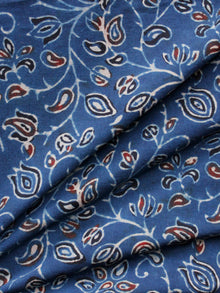 Indigo Ivory Rust Black Ajrakh Hand Block Printed Cotton Fabric Per Meter - F003F1659