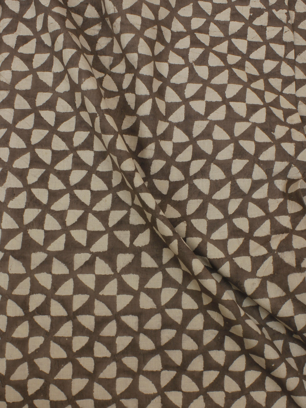 Beige Hand Block Printed Cotton Cambric Fabric Per Meter - F0916382