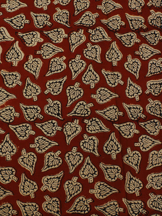 Red Beige Hand Block Printed Cotton Cambric Fabric Per Meter - F0916383