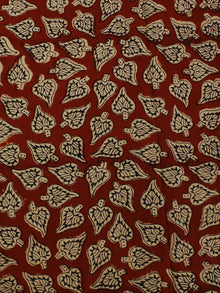 Red Beige Hand Block Printed Cotton Cambric Fabric Per Meter - F0916383
