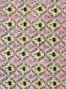 Pink Yellow Maroon Hand Block Printed Cotton Fabric Per Meter - F001F1906