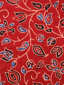 Red Black Blue Ivory Ajrakh Hand Block Printed Cotton Fabric Per Meter - F003F1658