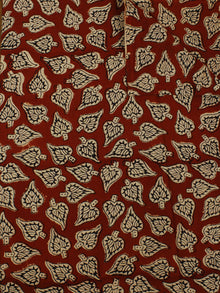 Red Beige Hand Block Printed Cotton Cambric Fabric Per Meter - F0916383