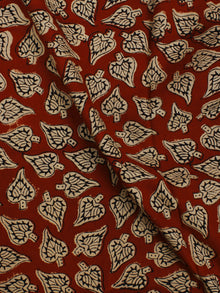 Red Beige Hand Block Printed Cotton Cambric Fabric Per Meter - F0916383