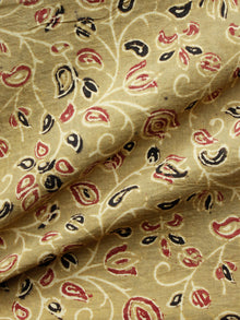 Light OliveGreen Wine Red Black Ajrakh Hand Block Printed Cotton Fabric Per Meter - F003F1661