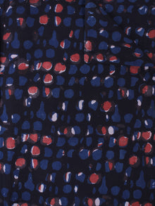 Indigo Red Hand Block Printed Cotton Fabric Per Meter - F0916374
