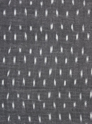 Grey White Pochampally Hand Weaved Ikat Mercerised Fabric Per Meter - F003F1300