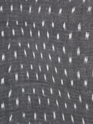 Grey White Pochampally Hand Weaved Ikat Mercerised Fabric Per Meter - F003F1300
