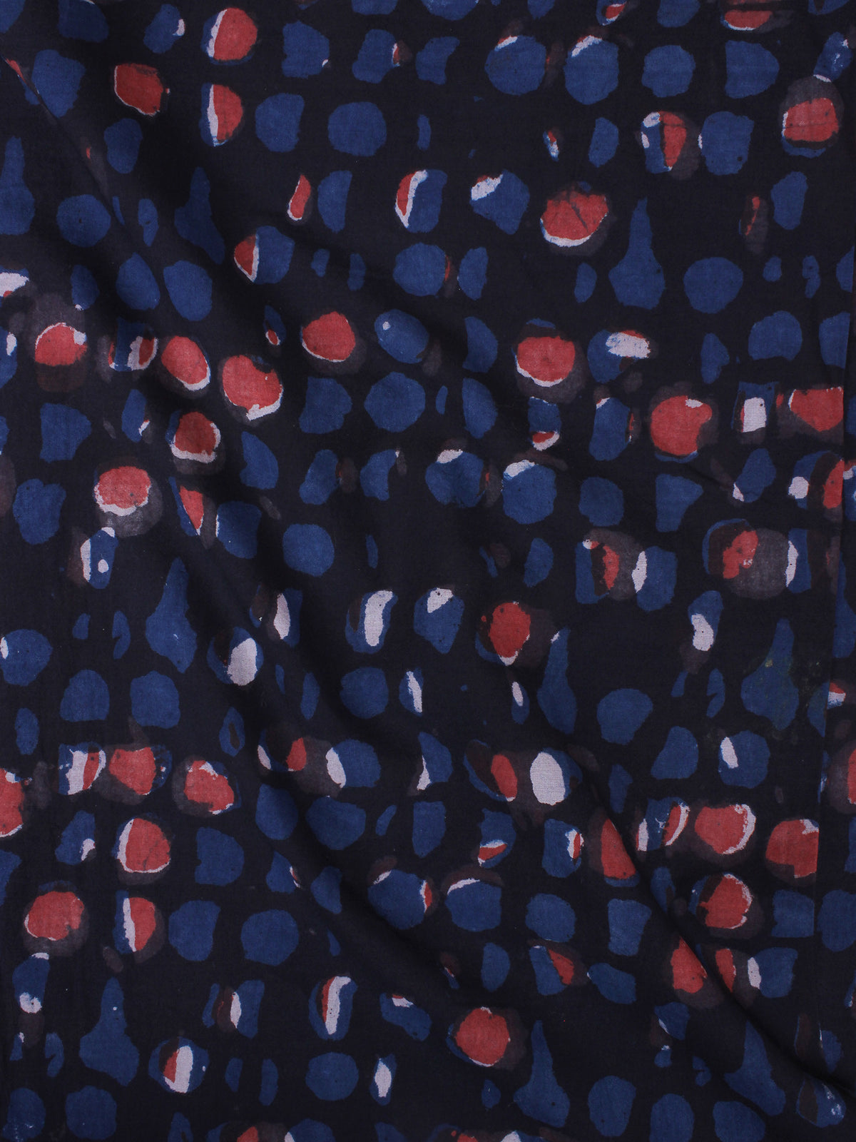 Indigo Red Hand Block Printed Cotton Fabric Per Meter - F0916374