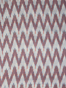 White Peach Grey Pochampally Hand Weaved Ikat Mercerised Fabric Per Meter - F003F1297