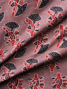 Light Brown Black Maroon Ajrakh Hand Block Printed Cotton Fabric Per Meter - F003F1660