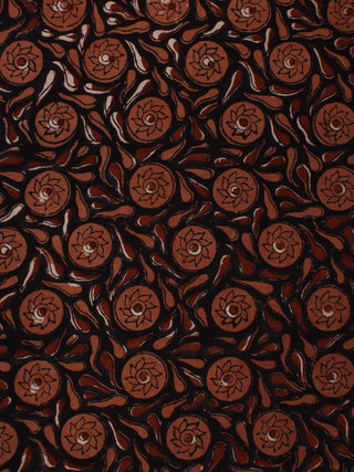 Brown Black Hand Block Printed Cotton Cambric Fabric Per Meter - F0916099