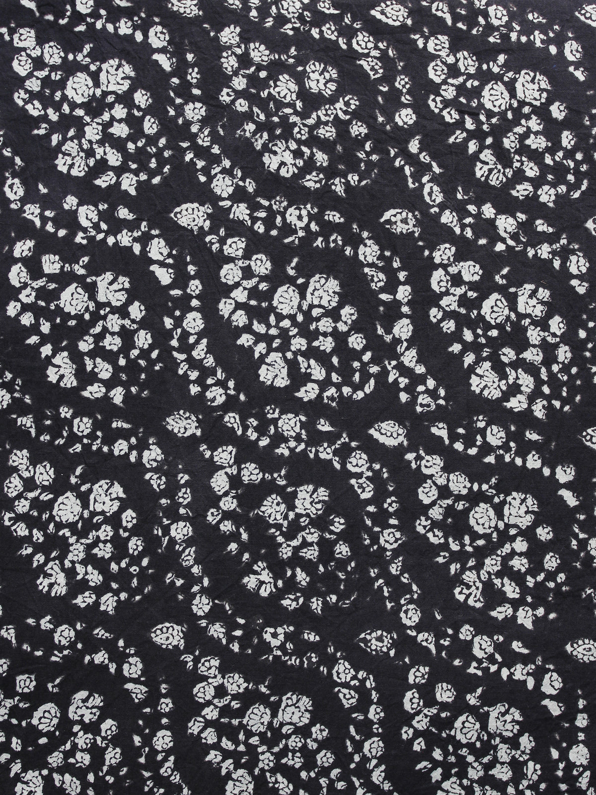 Black White Hand Block Printed Cotton Fabric Per Meter - F003F1221