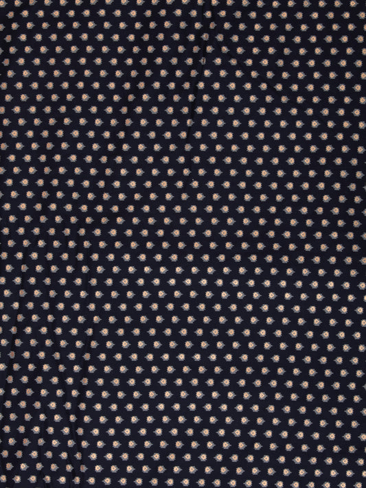 Navy Blue Golden Block Printed Cotton Fabric Per Meter - F001F2392