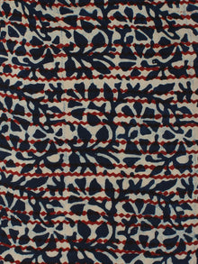 Indigo Ivory Red Hand Block Printed Modal Cotton Fabric Per Meter - F001F2134