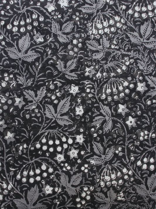 Black Grey White Hand Block Printed Cotton Fabric Per Meter - F003F1324