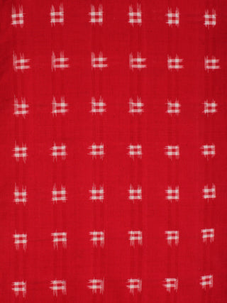 Red White Hand Woven Double Ikat Handloom Cotton Fabric Per Meter - F002F2212