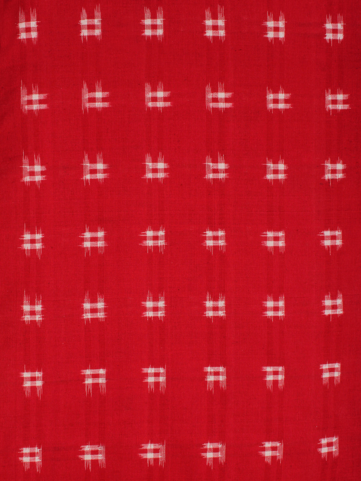 Red White Hand Woven Double Ikat Handloom Cotton Fabric Per Meter - F002F2212