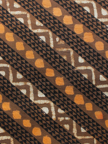 Kashish Brown Mustard Ivory Black Hand Block Printed Cotton Fabric Per Meter - F001F1725