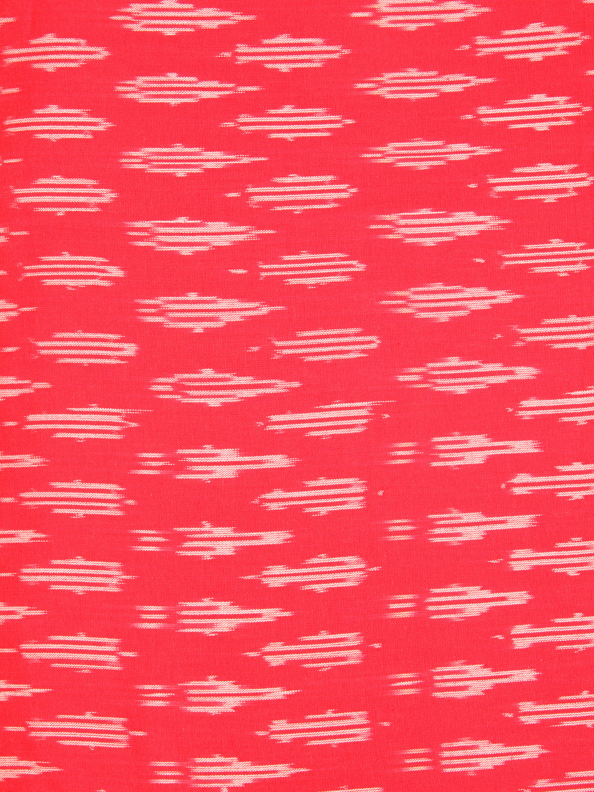 Coral Ivory Hand Woven Ikat Handloom Cotton Fabric Per Meter - F002F2428