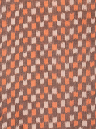 Rust Orange Ivory Pochampally Hand Weaved Ikat Mercerised Cotton Fabric Per Meter - F002F1743