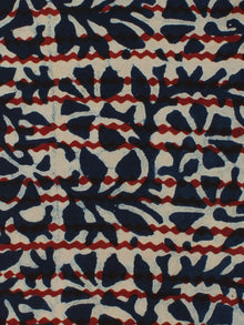 Indigo Ivory Red Hand Block Printed Modal Cotton Fabric Per Meter - F001F2134