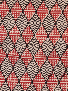 OffWhite Red Black Hand Block Printed Cotton Fabric Per Meter - F001F2446