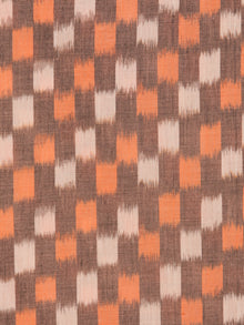 Rust Orange Ivory Pochampally Hand Weaved Ikat Mercerised Cotton Fabric Per Meter - F002F1743
