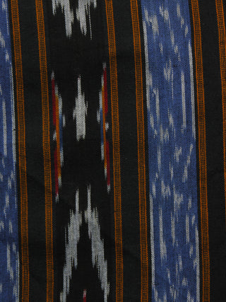 Blue Black Orange White Pochampally Hand Woven Ikat Fabric Per Meter - F002F929
