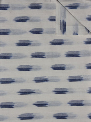Ivory Blue Pochampally Hand Weaved Ikat Fabric Per Meter - F0916721