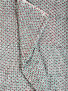 Teal Green Magenta Hand Block Printed Cotton Fabric Per Meter - F001F2167
