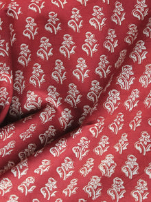 Tomato Red Ivory Hand Block Printed Cotton Fabric Per Meter - F001F1154