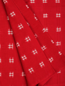 Red White Hand Woven Double Ikat Handloom Cotton Fabric Per Meter - F002F2212