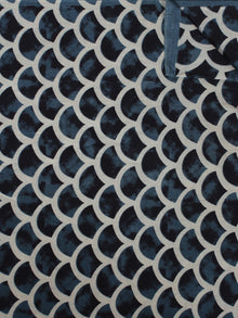 Indigo Ivory Black Ajrakh Printed Cotton Fabric Per Meter - F003F870