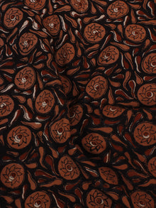 Brown Black Hand Block Printed Cotton Cambric Fabric Per Meter - F0916099