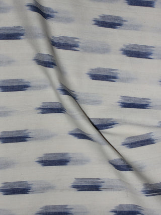 Ivory Blue Pochampally Hand Weaved Ikat Fabric Per Meter - F0916721