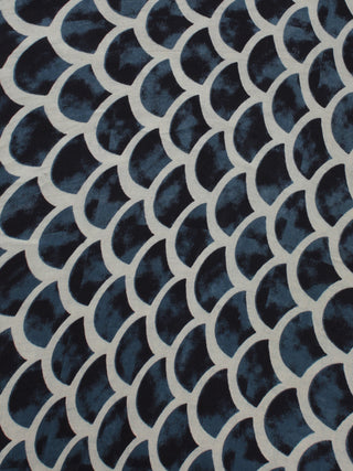Indigo Ivory Black Ajrakh Printed Cotton Fabric Per Meter - F003F870