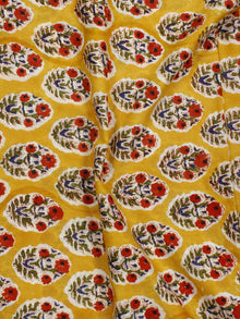 Yellow Red Green Ivory Hand Block Printed Cotton Fabric Per Meter - F001F776