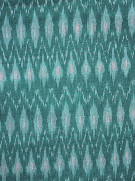 Teal Green Pochampally Hand Weaved Ikat Mercerised Fabric Per Meter - F003F1299