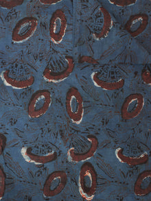Indigo Brown Hand Block Printed Cotton Fabric Per Meter - F0916373