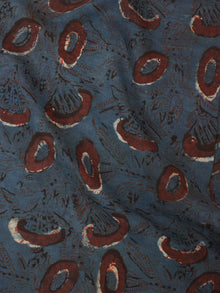 Indigo Brown Hand Block Printed Cotton Fabric Per Meter - F0916373