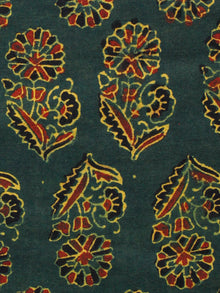 Green Yellow Maroon Black Ajrakh Hand Block Printed Cotton Fabric Per Meter - F003F1669
