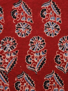 Red Indigo Black Ivory Ajrakh Hand Block Printed Cotton Fabric Per Meter - F003F1668