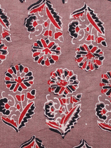 Light Brown Red Black Ivory Ajrakh Hand Block Printed Cotton Fabric Per Meter - F003F1670