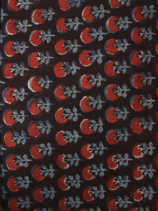 Indigo Red Black Hand Block Printed Cotton Fabric Per Meter - F0916371