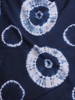 Indigo Ivory Hand Shibori Dyed Cotton Fabric Per Meter - F0916296