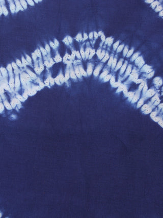 Indigo Ivory Hand Shibori Dyed Cotton Fabric Per Meter - F0916281